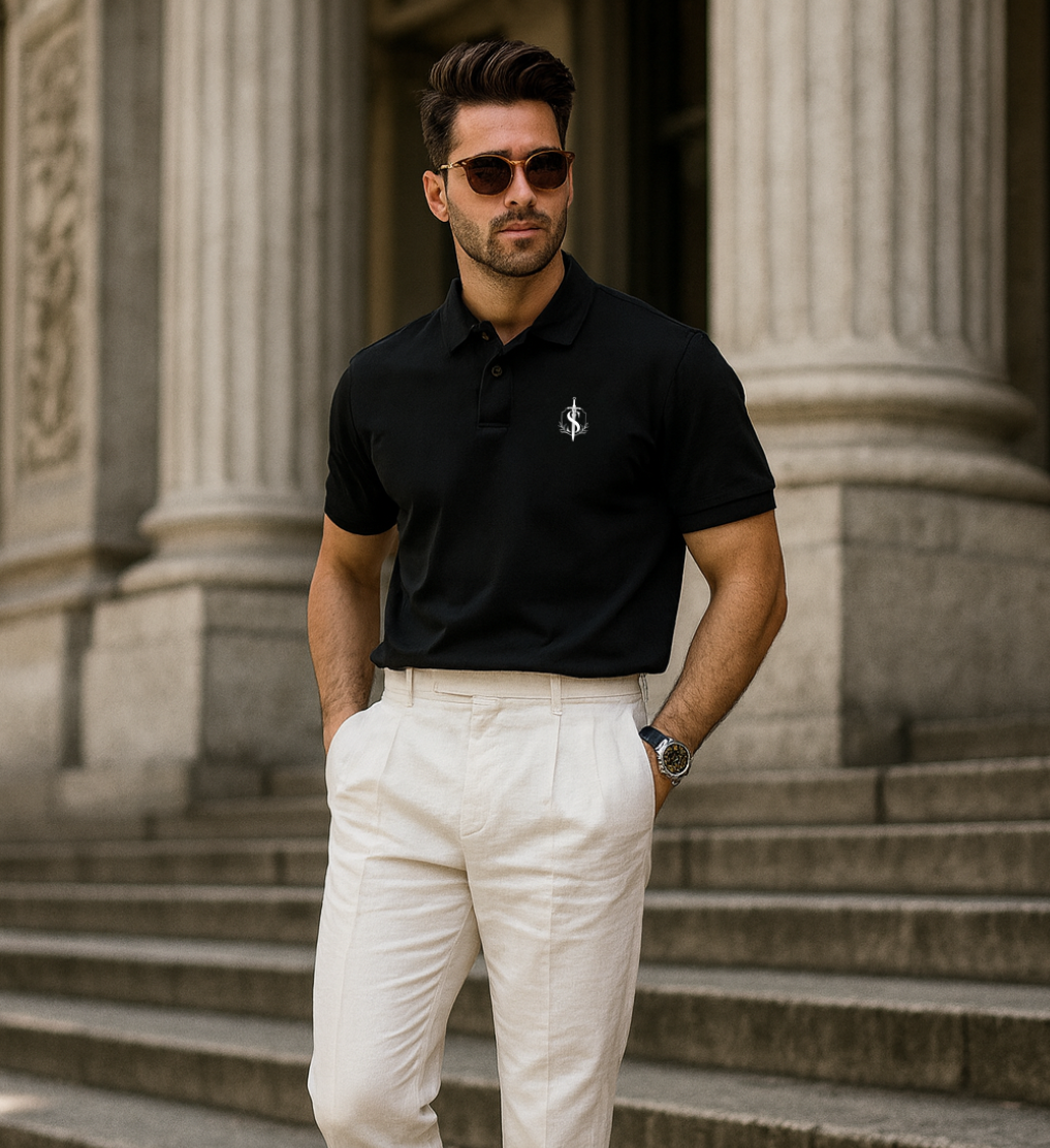 Loose Cotton Short-Sleeve Polo Shirt