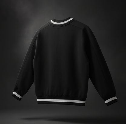 V-Neck Contrast Collar Boxy Sweatshirt